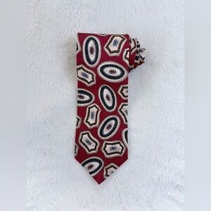 Pierre Balmain Red and Beige Geometric Tie